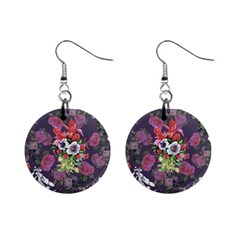 Purple Flowers Mini Button Earrings by goljakoff