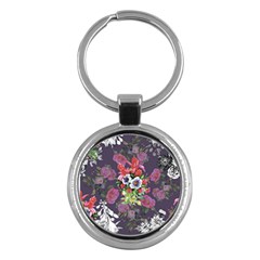 Purple Flowers Key Chain (round) by goljakoff