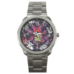 Purple Flowers Sport Metal Watch by goljakoff