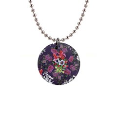 Purple Flowers 1  Button Necklace by goljakoff