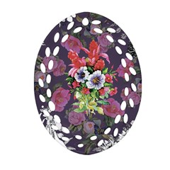 Purple Flowers Ornament (oval Filigree) by goljakoff