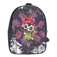 Purple Flowers School Bag (xl) by goljakoff