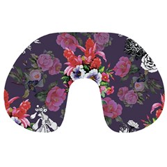 Purple Flowers Travel Neck Pillow by goljakoff