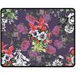 Purple flowers Double Sided Fleece Blanket (Medium)  58.8 x47.4  Blanket Front