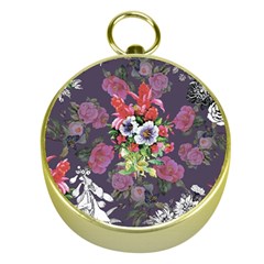 Purple Flowers Gold Compasses by goljakoff