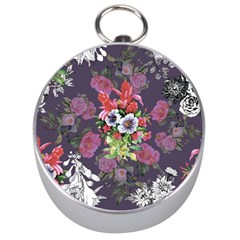 Purple Flowers Silver Compasses by goljakoff