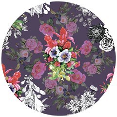 Purple Flowers Wooden Puzzle Round by goljakoff