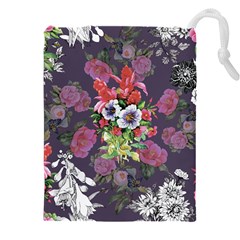 Purple Flowers Drawstring Pouch (4xl) by goljakoff