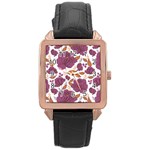 Rose flowers Rose Gold Leather Watch  Front