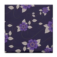 Purple flowers Tile Coaster