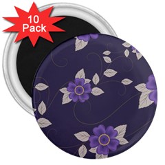 Purple Flowers 3  Magnets (10 Pack)  by goljakoff