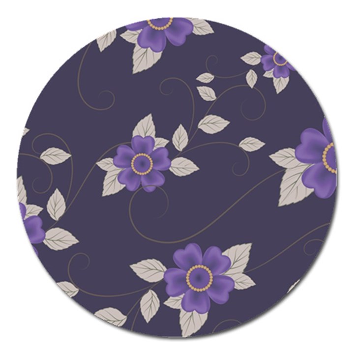 Purple flowers Magnet 5  (Round)