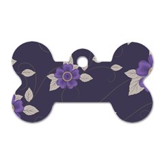 Purple Flowers Dog Tag Bone (two Sides) by goljakoff