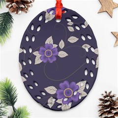 Purple Flowers Oval Filigree Ornament (two Sides) by goljakoff