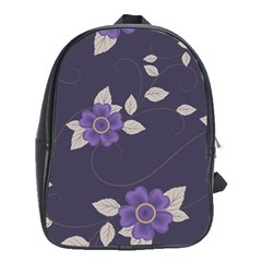 Purple Flowers School Bag (xl) by goljakoff