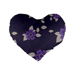 Purple Flowers Standard 16  Premium Heart Shape Cushions by goljakoff