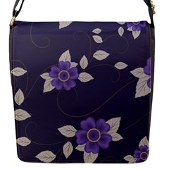 Purple Flowers Flap Closure Messenger Bag (s) by goljakoff