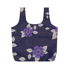 Purple Flowers Full Print Recycle Bag (m) by goljakoff