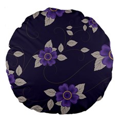 Purple Flowers Large 18  Premium Flano Round Cushions by goljakoff