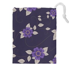 Purple flowers Drawstring Pouch (4XL)