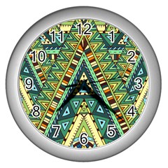 Native Ornament Wall Clock (silver) by goljakoff