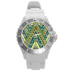 Native Ornament Round Plastic Sport Watch (l) by goljakoff