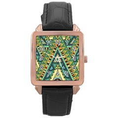 Native Ornament Rose Gold Leather Watch  by goljakoff