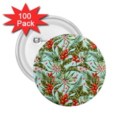 Tropical Flowers 2 25  Buttons (100 Pack)  by goljakoff