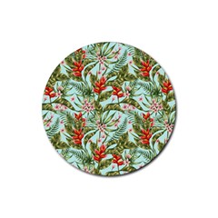 Tropical Flowers Rubber Coaster (round)  by goljakoff