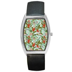 Tropical Flowers Barrel Style Metal Watch by goljakoff