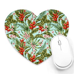 Tropical Flowers Heart Mousepads by goljakoff