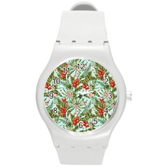 Tropical Flowers Round Plastic Sport Watch (m) by goljakoff