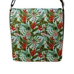 Tropical Flowers Flap Closure Messenger Bag (l) by goljakoff