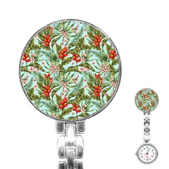 Tropical Flowers Stainless Steel Nurses Watch by goljakoff