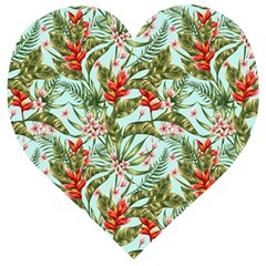 Tropical Flowers Wooden Puzzle Heart by goljakoff