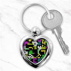 Drawn Squares                                                     Key Chain (heart) by LalyLauraFLM