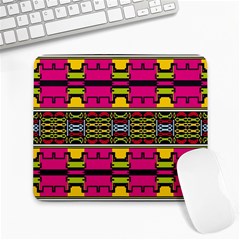 Pink Yellow Green Shapes                                                       Large Mousepad by LalyLauraFLM