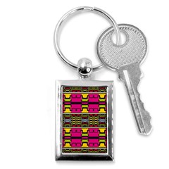 Pink Yellow Green Shapes                                                       Key Chain (rectangle) by LalyLauraFLM