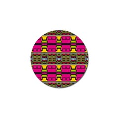 Pink Yellow Green Shapes                                                       Golf Ball Marker by LalyLauraFLM