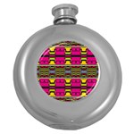 Pink yellow green shapes                                                       Hip Flask (5 oz) Front