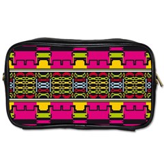 Pink Yellow Green Shapes                                                       Toiletries Bag (two Sides) by LalyLauraFLM