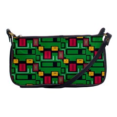 Rectangles On A Green Background                                                        Shoulder Clutch Bag by LalyLauraFLM