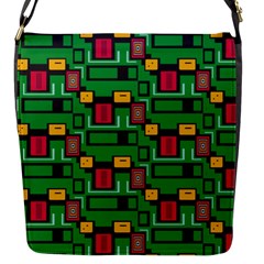 Rectangles On A Green Background                                                        Flap Closure Messenger Bag (s) by LalyLauraFLM