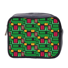 Rectangles On A Green Background                                                        Mini Toiletries Bag (two Sides) by LalyLauraFLM