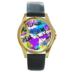 Shaky Shapes                                                          Round Gold Metal Watch by LalyLauraFLM