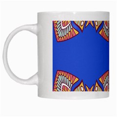 Yellow Red Shapes On A Blue Background                                                          White Mug by LalyLauraFLM