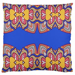 Yellow Red Shapes On A Blue Background                                                         Standard Flano Cushion Case (two Sides) by LalyLauraFLM