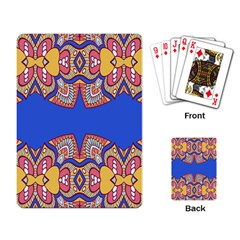 Yellow Red Shapes On A Blue Background                                                          Playing Cards Single Design by LalyLauraFLM