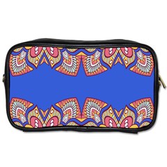 Yellow Red Shapes On A Blue Background                                                          Toiletries Bag (one Side) by LalyLauraFLM