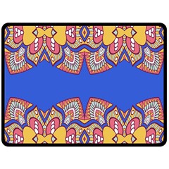 Yellow Red Shapes On A Blue Background                                                         Fleece Blanket by LalyLauraFLM